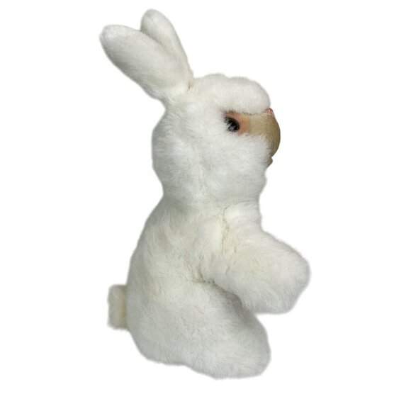 Vintage Rubber Face Plush Bunny Rabbit Hand Puppet White Pink Nose Creepy - Picture 5 of 7